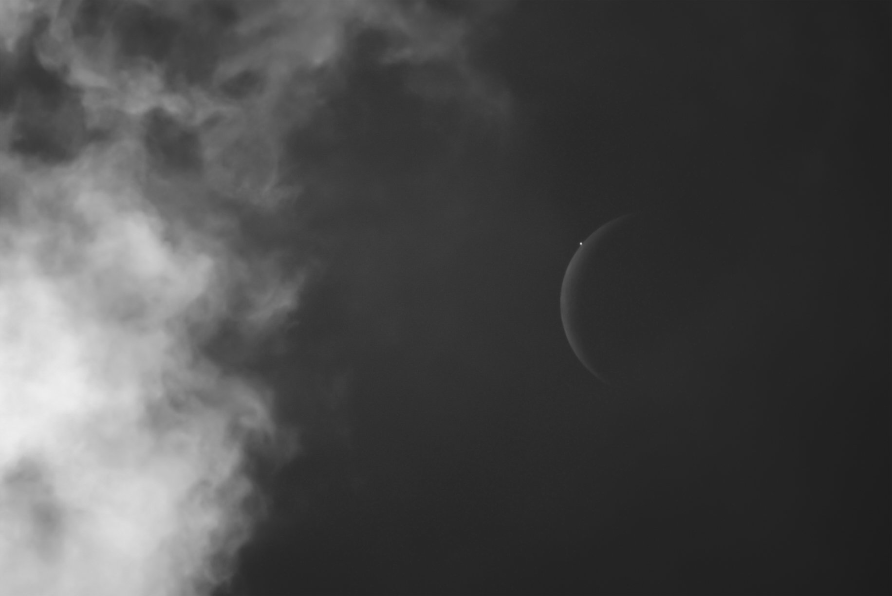 The Occultation of the Moon and Venus with Clouds (Black and White)
