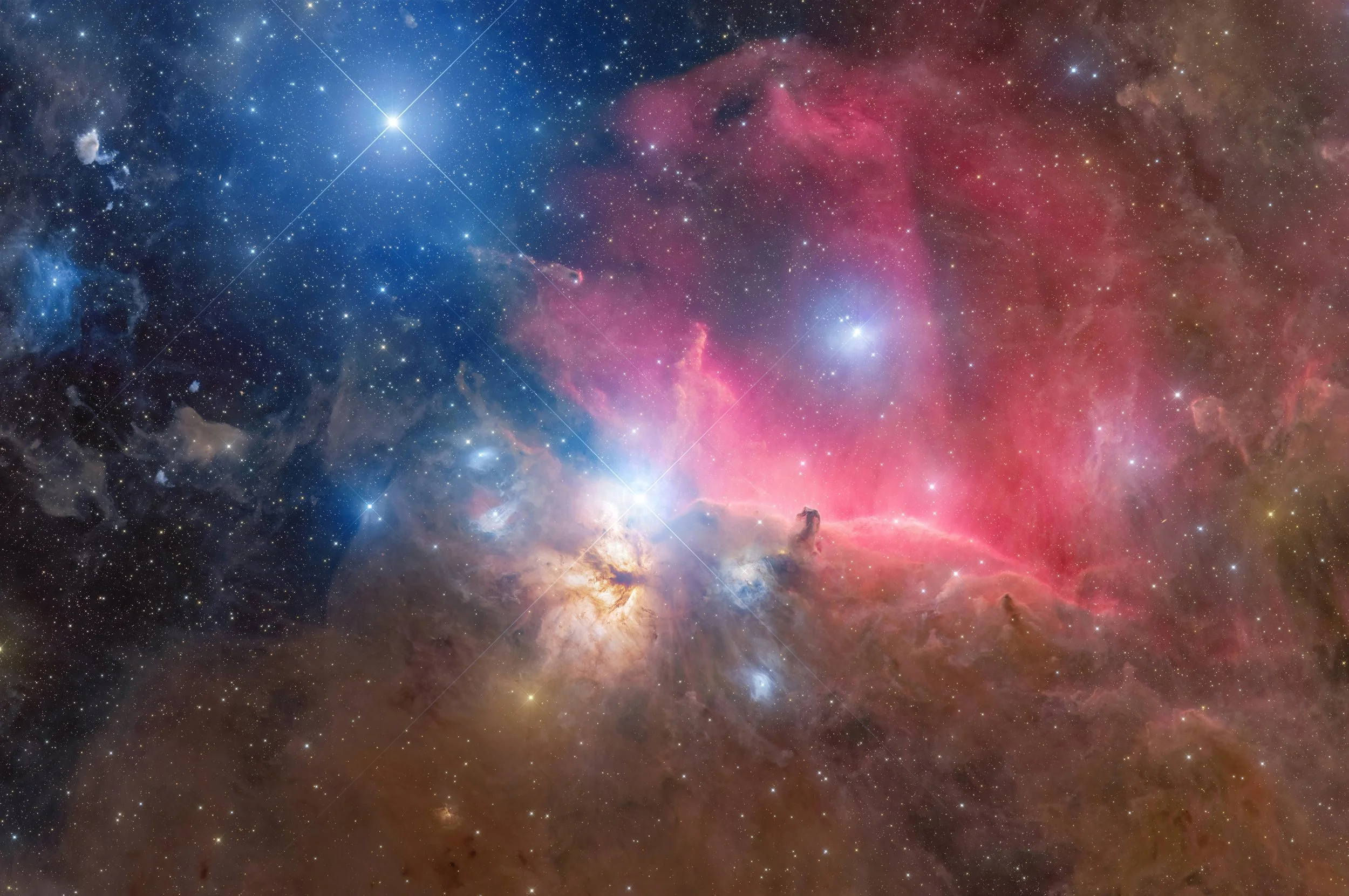 Orion’s Lesser-Known Nebulae in a Single Wide Field