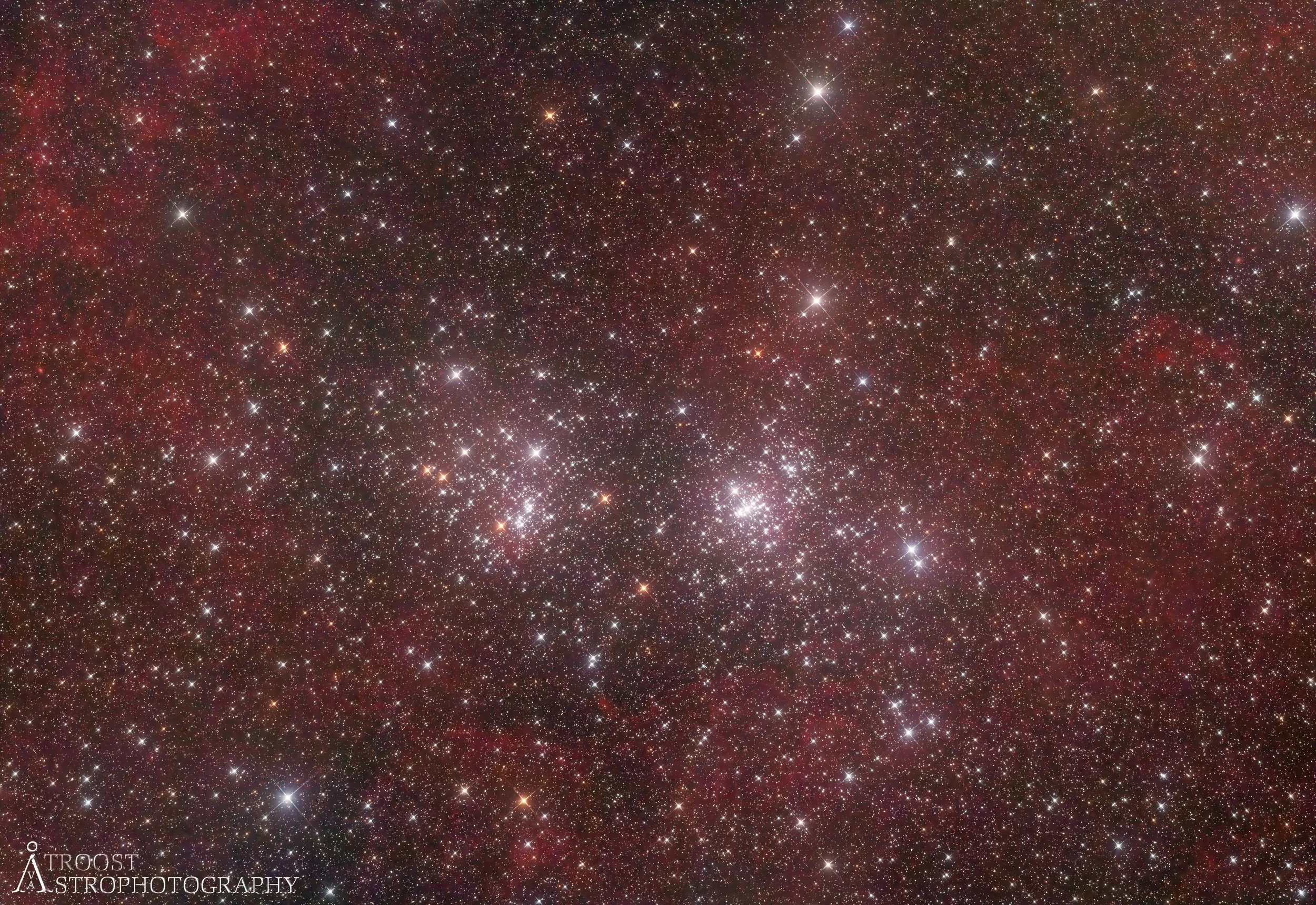 Double Cluster in a bed of H-Alpha