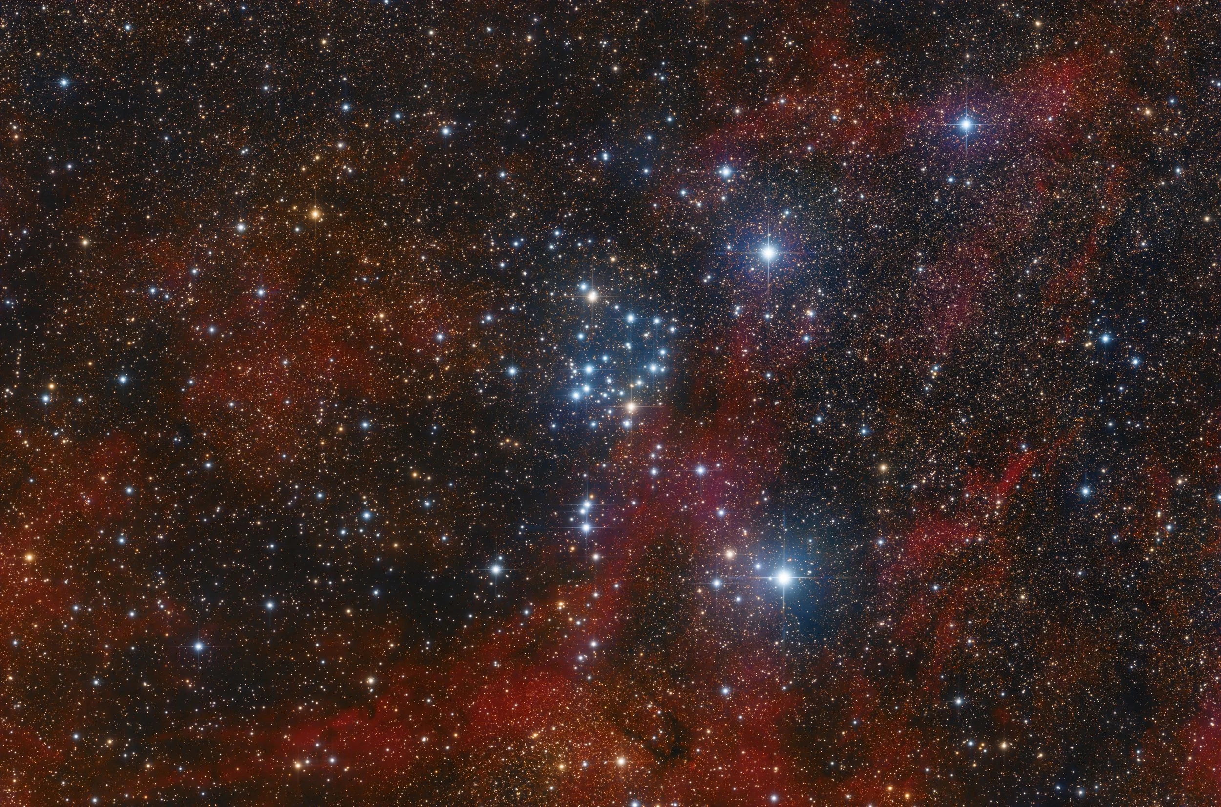 Open clusters in a colorful environment (NGC 6281)