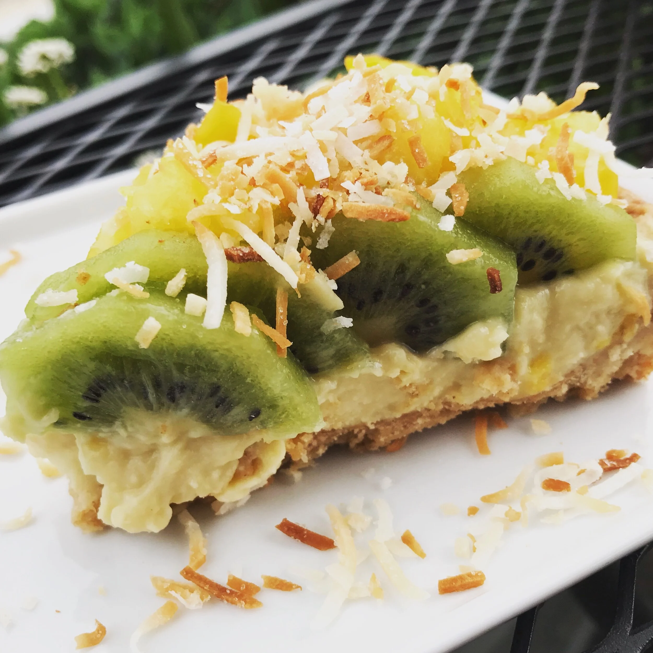 Tropical Fresh Fruit Tart w/ Coconut Creme Custard paired w/ Trium 2017 Viognier