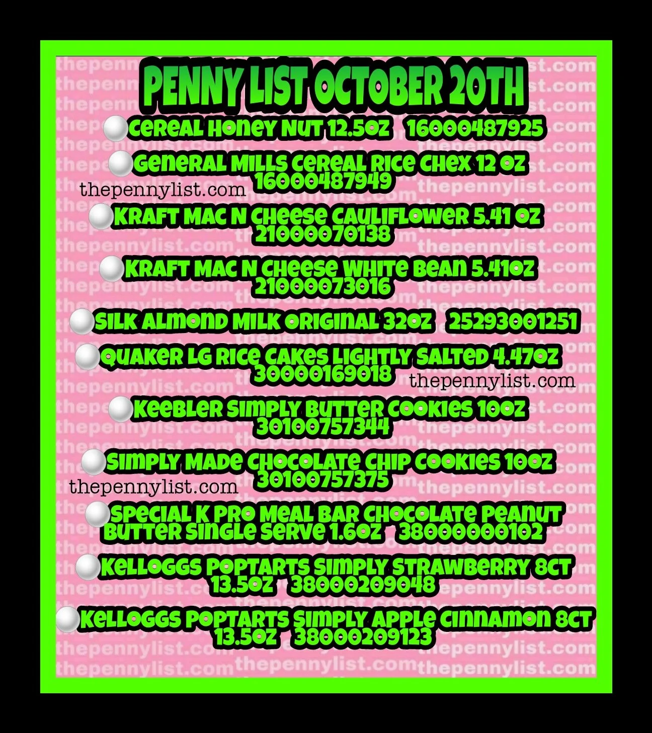 Dollar General Penny List for October 20, 2020 —