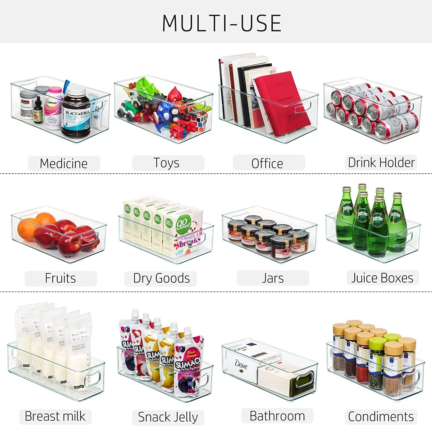 8 Pack Clear Storage Bins with Amazon Prime —
