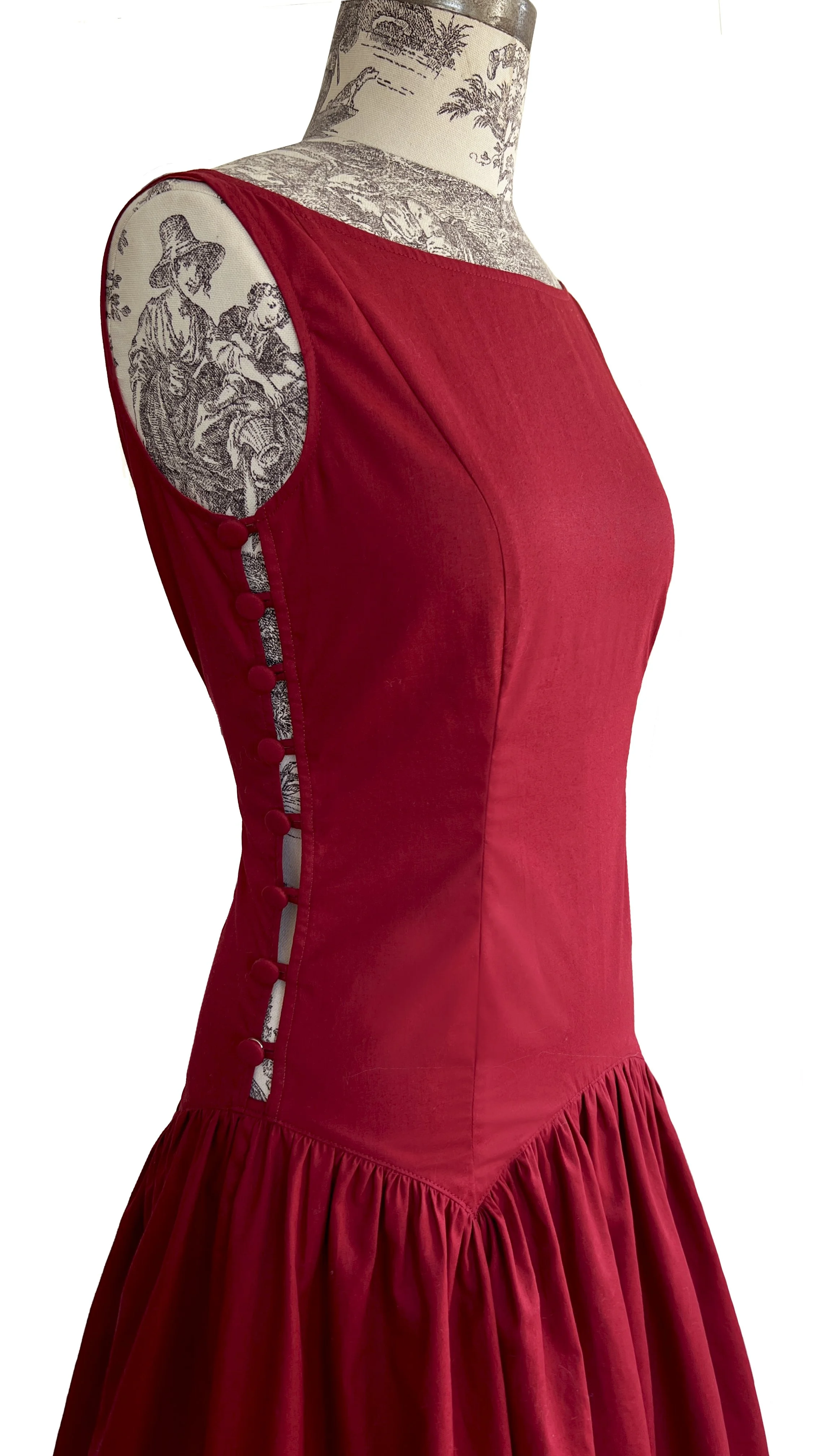 TONI DRESS- SLEEVELESS- COTTON - RED - SIDE.jpg