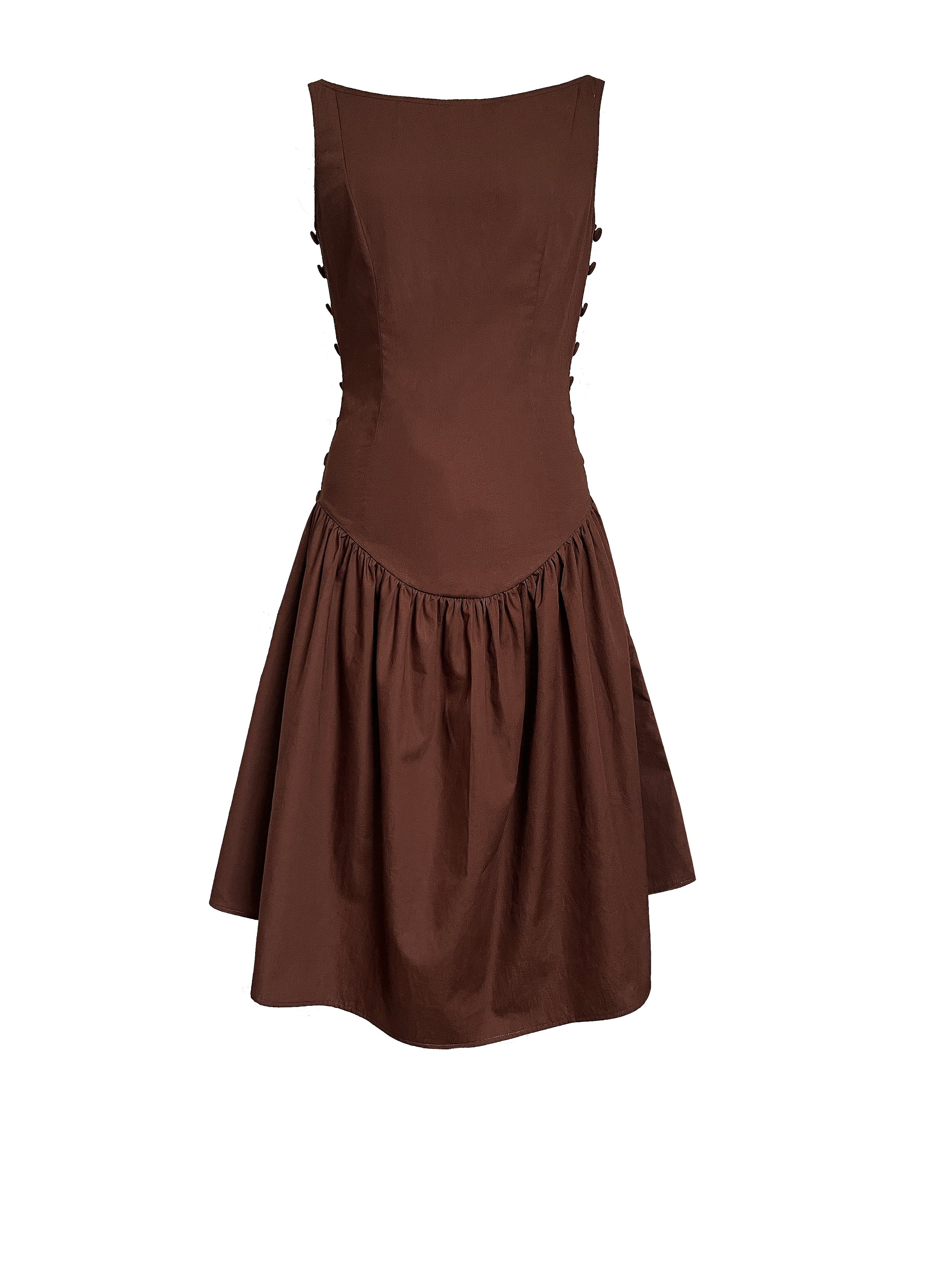 TONI DRESS- SLEEVELESS- COTTON - BROWN.png