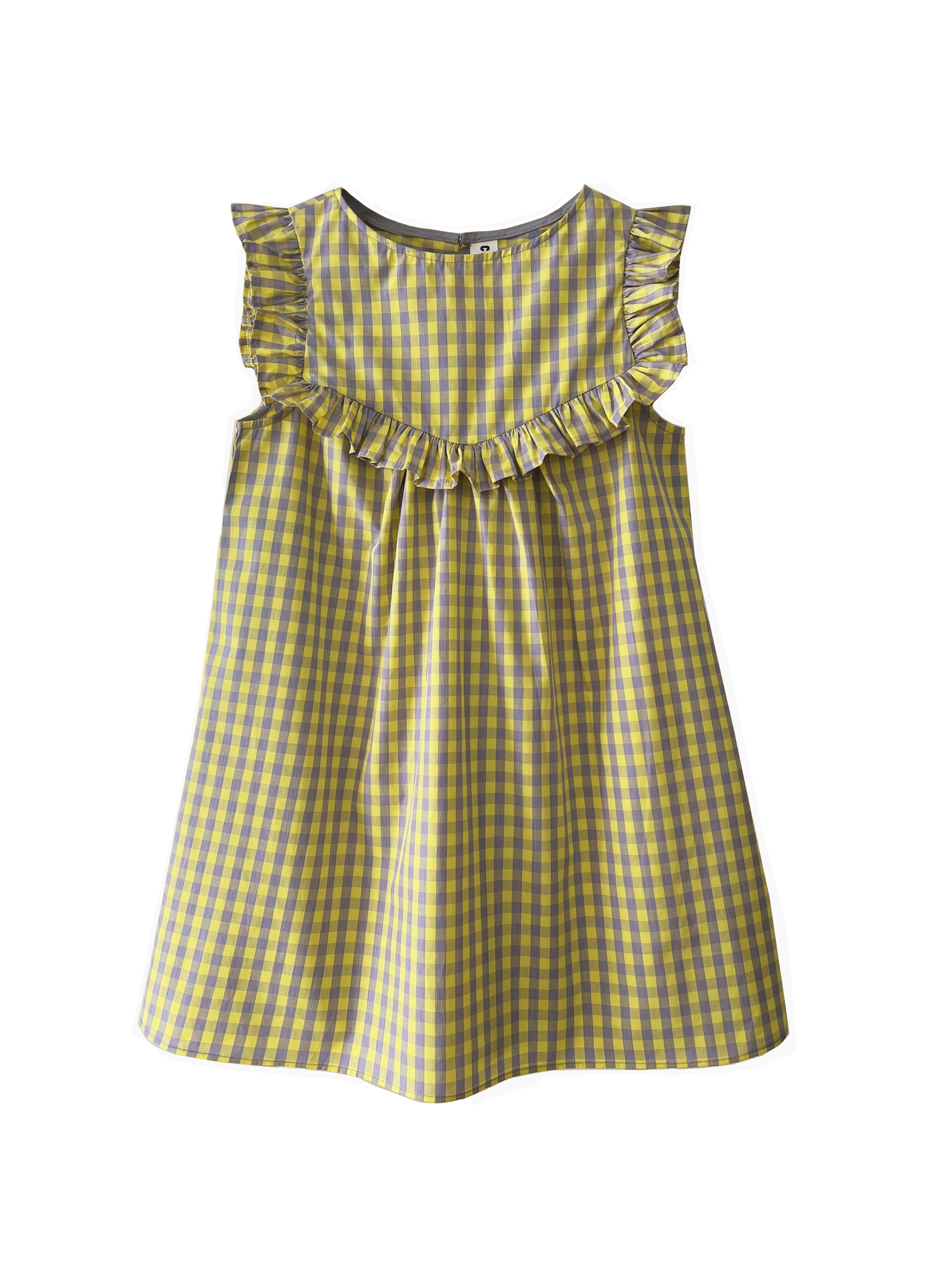 BABY DOLL DRESS- SLEEVELESS- COTTON - PURPLE YELLOW GINGHAM.png
