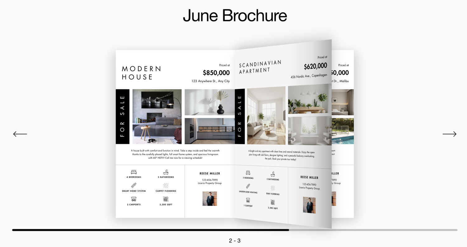Flipbook plugin showing an interactive real estate brochure