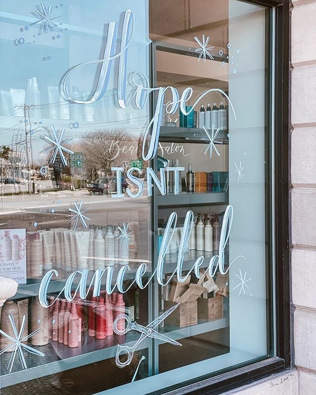 Hope isn&rsquo;t cancelled!  There is so much comfort knowing we have so many vendors and small business owners that we are in this with! Thank you so much to the beyond talented @meganfahycalligraphy for spreading  joy one window at a time🙌🏼💕 we 