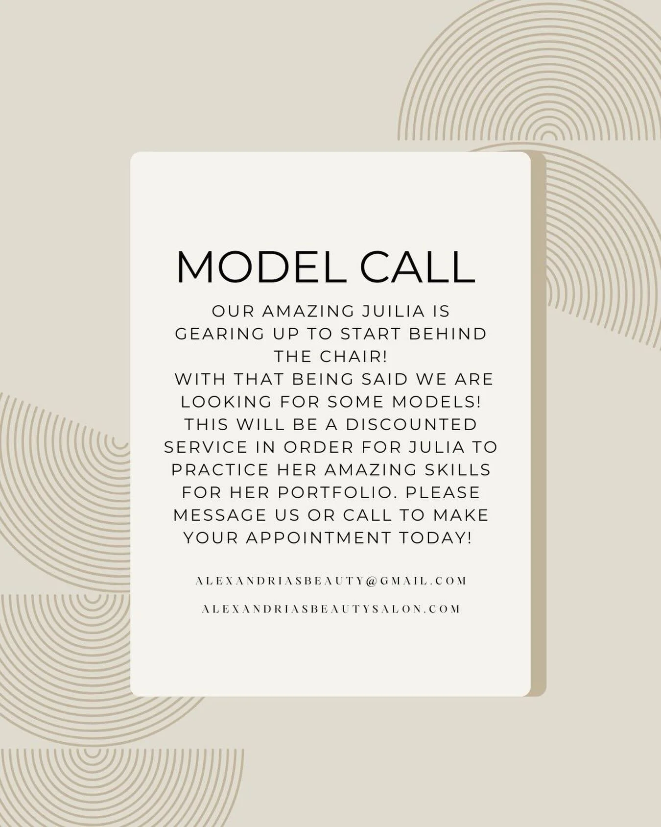 ✨Information on models✨
We are looking for&hellip;
Haircuts, highlights, full head colors and re touches. 
The dates we are looking for&hellip;
2/20, 2/27, 3/6, 3/13
Services are 65% off normal price. Clients must be ok with the stylist taking pictur