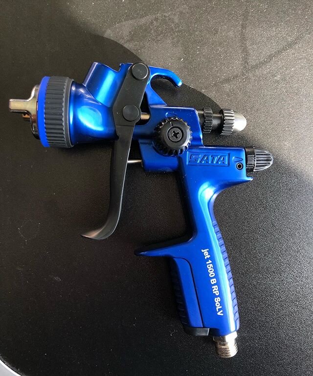 Can&rsquo;t wait to test these new #sata spray guns. It will be a little before everything is set up to begin use, but these will 100% increase finish quality of the #ppgrefinish and #medallion paints we use. Blue: Sata jet 1500 RP. Silver: Sata Mini