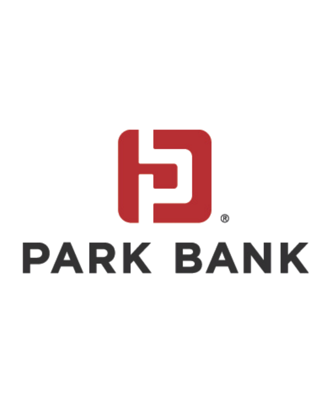 Logo for Park Bank featuring a stylized red letter 'P' and the words 'PARK BANK' in black capital letters.