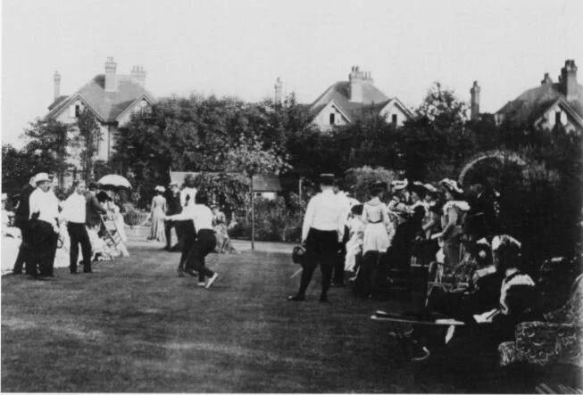Fencing in Sir Edward Jenkinson's garden at Thurlow, near Godalming, June 1903