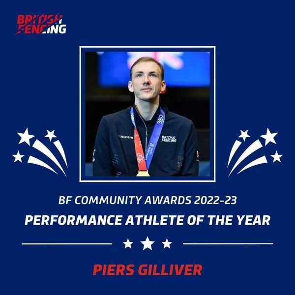 EC Member Piers Gilliver Awarded British Fencing Community Performance Athlete 2022-23