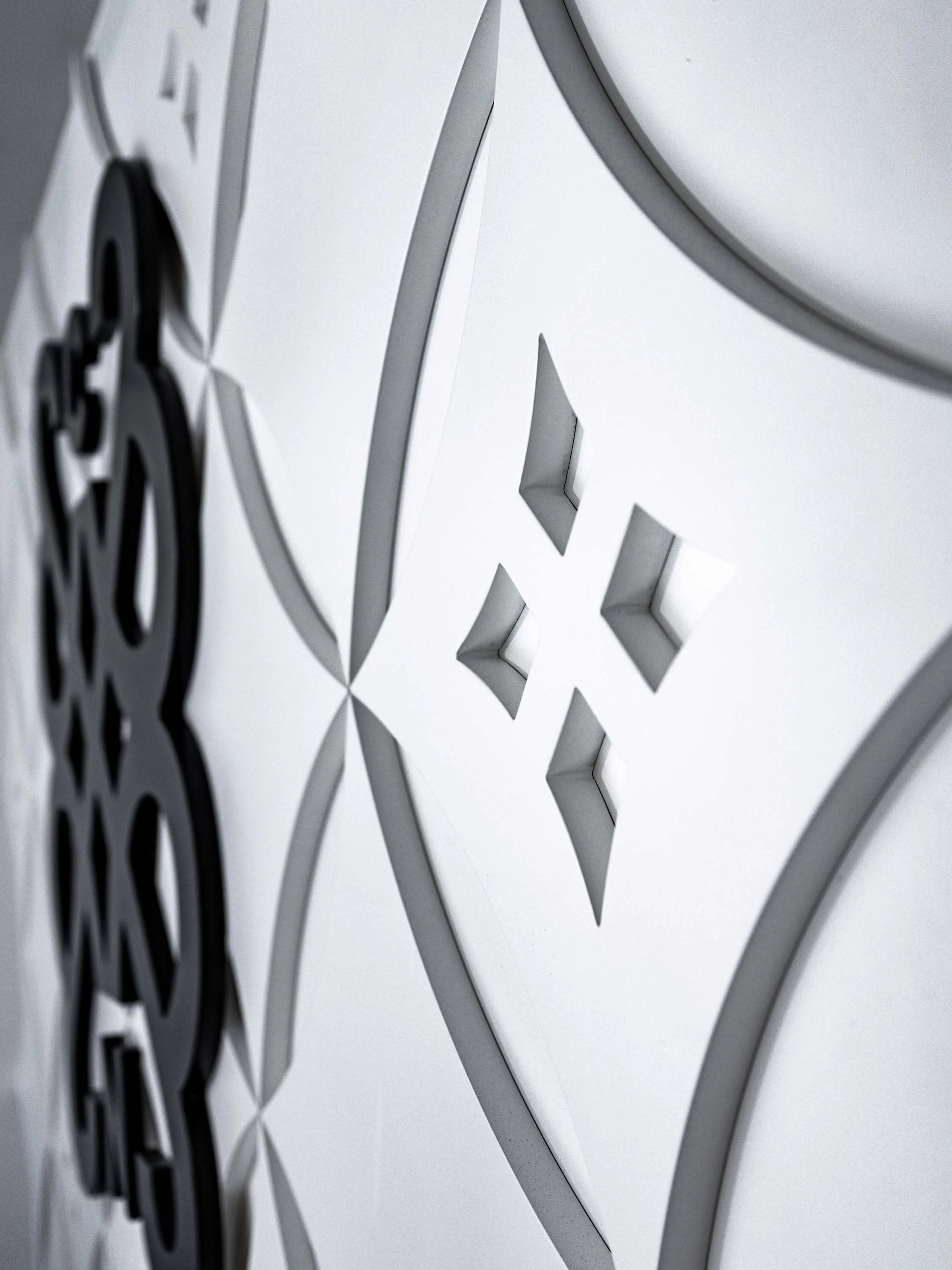 Close up of the pattern on a mounted wall