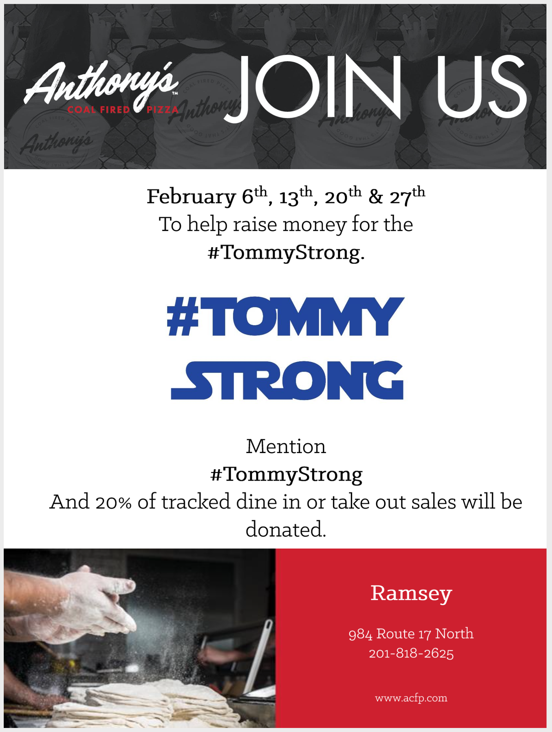 Anthony's Coal Fired Pizza Ramsey Fundraiser