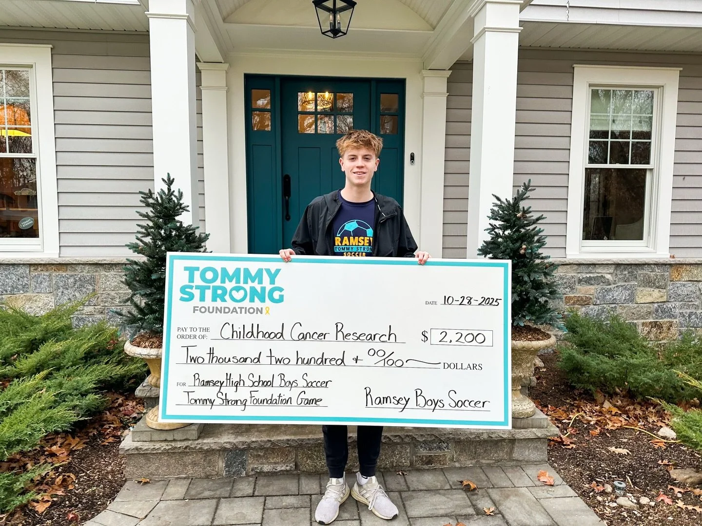 A huge THANK YOU to Big North League and BIT County Champs and State Sectional Finalists, the Ramsey HS Boys Varsity Soccer team, for hosting a Tommy Strong Game this fall in support of childhood cancer research. Through game day T-shirt sales, donat