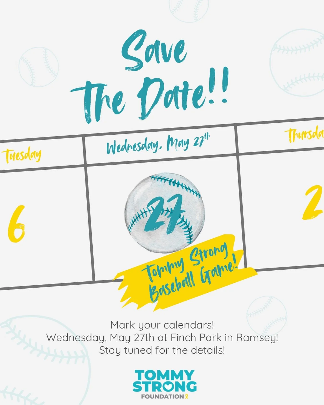 NEW DATE!!! Our favorite ball game of the year is scheduled for May 27th!
This is the 6th year that Tommy&rsquo;s buddies will be playing in his honor to raise funds for pediatric cancer research.
Last year they raised an incredible $17,000!!! Can we