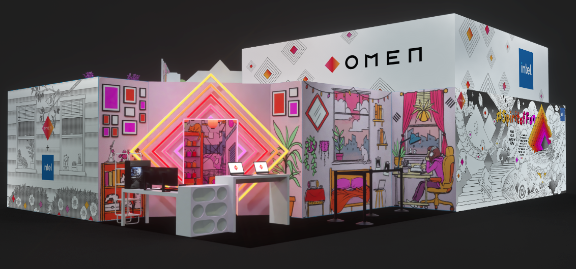  3D concept render for Omen Booth at Anime Expo 2023 