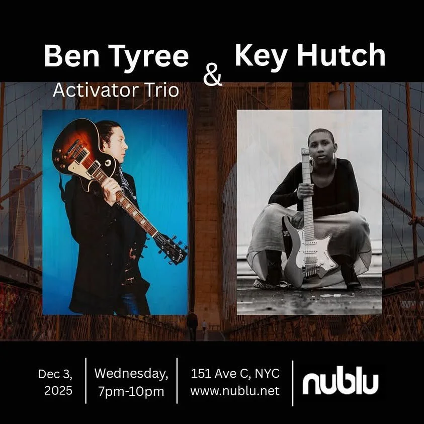 We blast off this week - WED, Dec 3 @ 7pm. NuBlu 151 Ave C, NYC. Heavy guitar-driven psych jazz to blow your mind and maybe even shake your ass. We&rsquo;ve got some new tricks up our sleeves! Honored to have the phenomenal Key Hutch perform before u