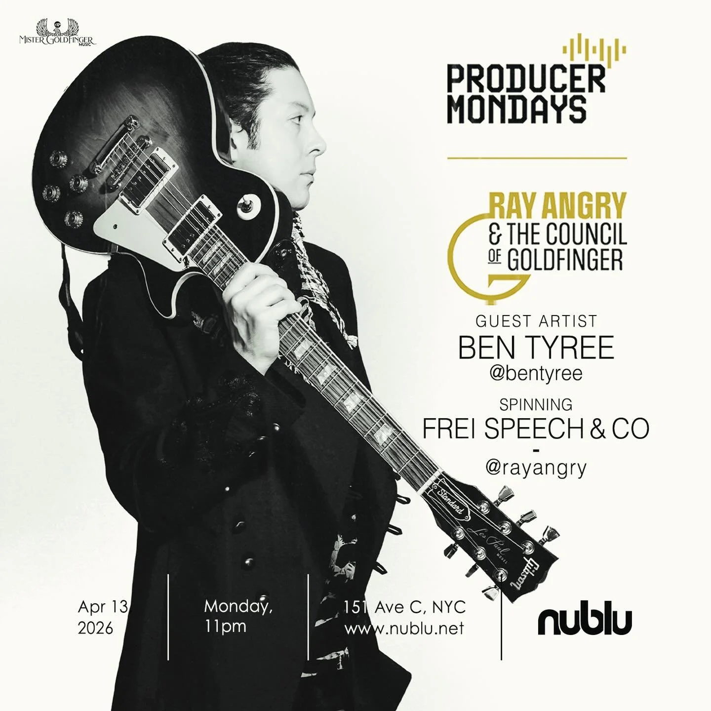 At long last, I will be presenting some of my music for the feature segment at Producer Mondays at NuBlu (151 Ave C, NYC) this Monday, April 13! I will be joined by Chris Eddleton and Leon Gruenbaum and we will showcase some of my music we&rsquo;ll b