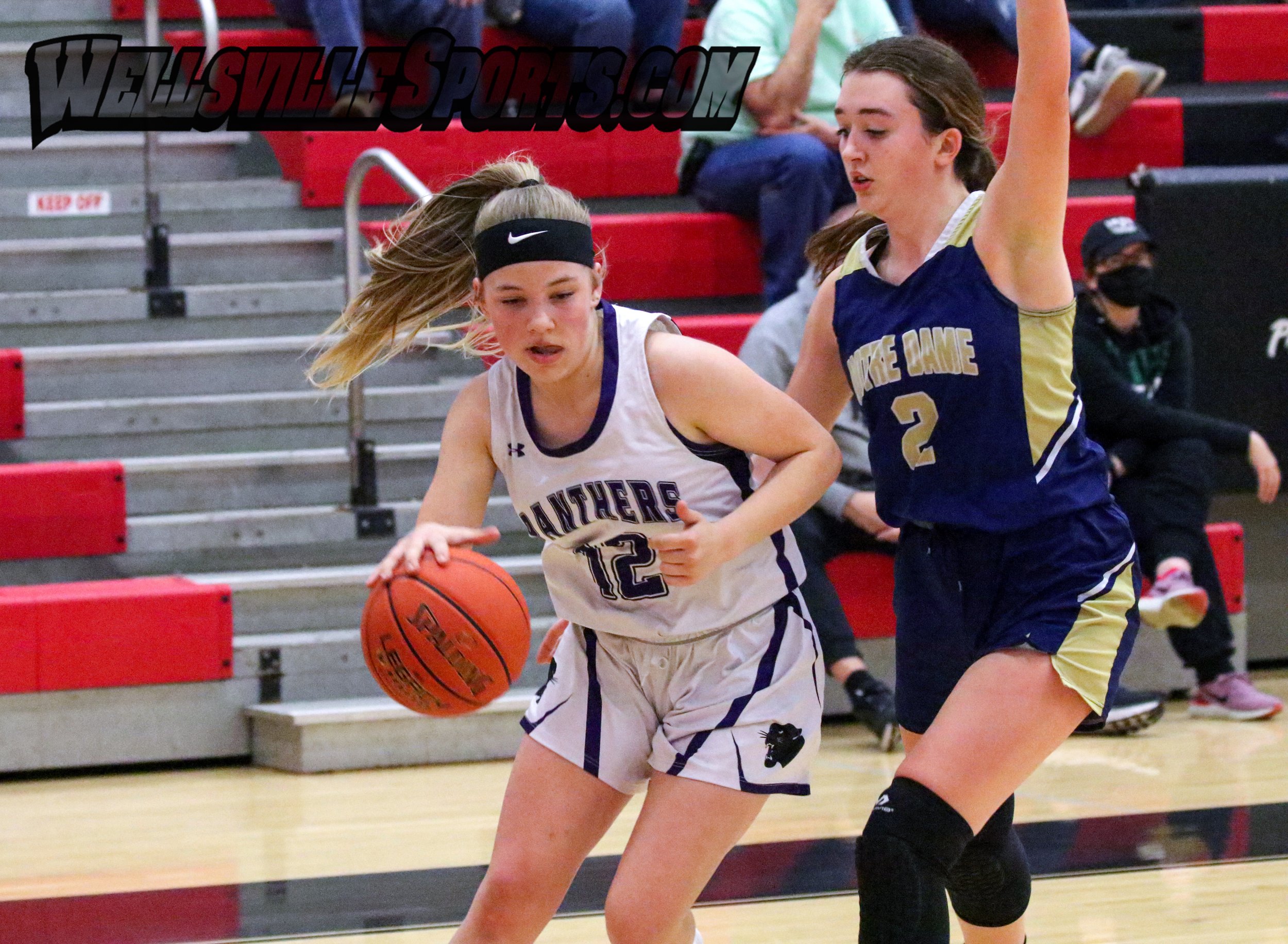  Andover/Whitesville senior Rachel Jackson (12) works her way past the Notre Dame-Batavia defense underneath during Monday’s Class D State Qualifier in Dansville. [Chris Brooks/WellsvilleSports.com] 