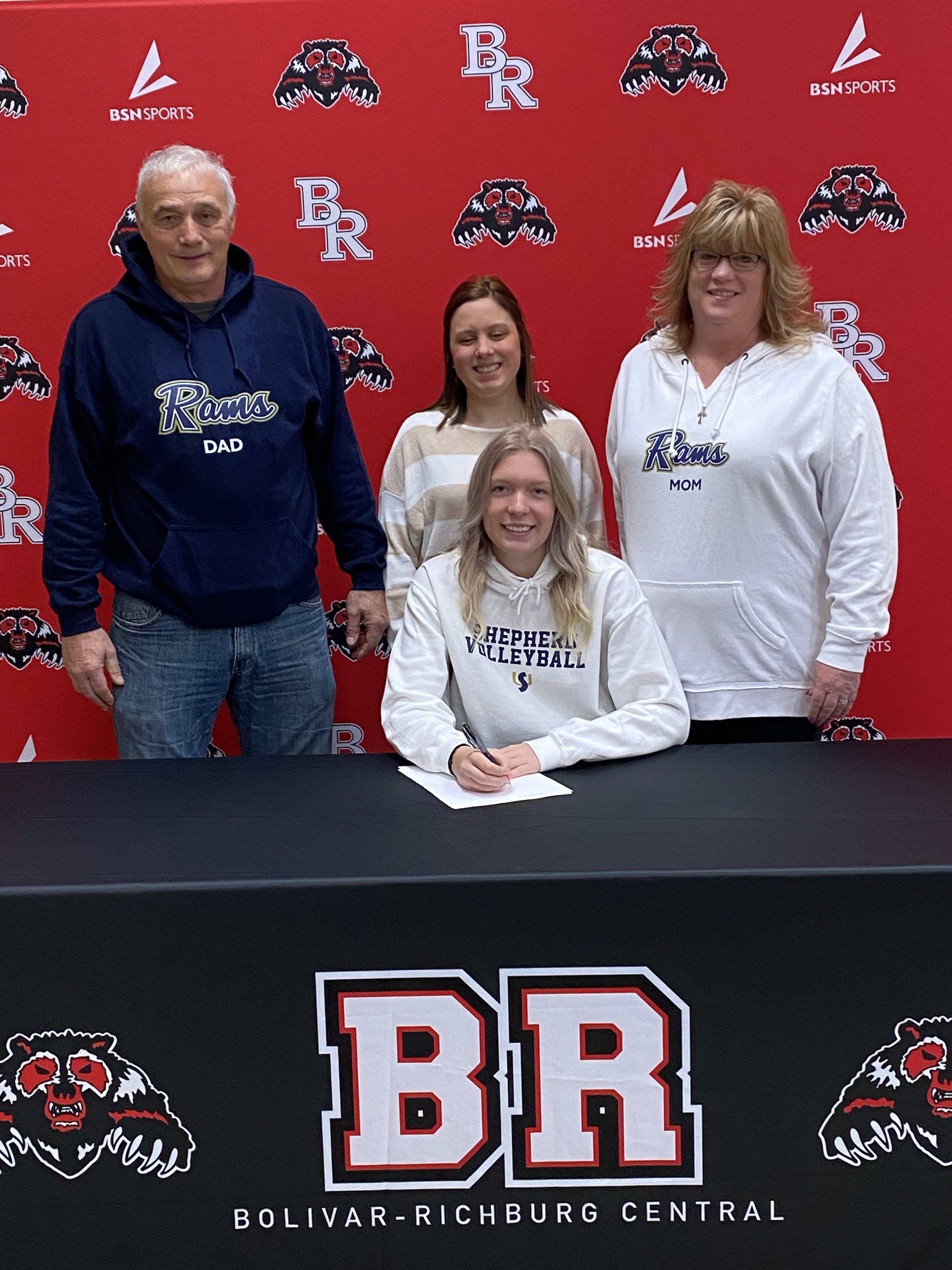  Bolivar-Richburg’s Senior volleyball standout, Jianna Scott, middle, officially signed the dotted line to continue furthering her educational and playing career after high school by committing to Division II’s Shepherd University in West Virginia. F