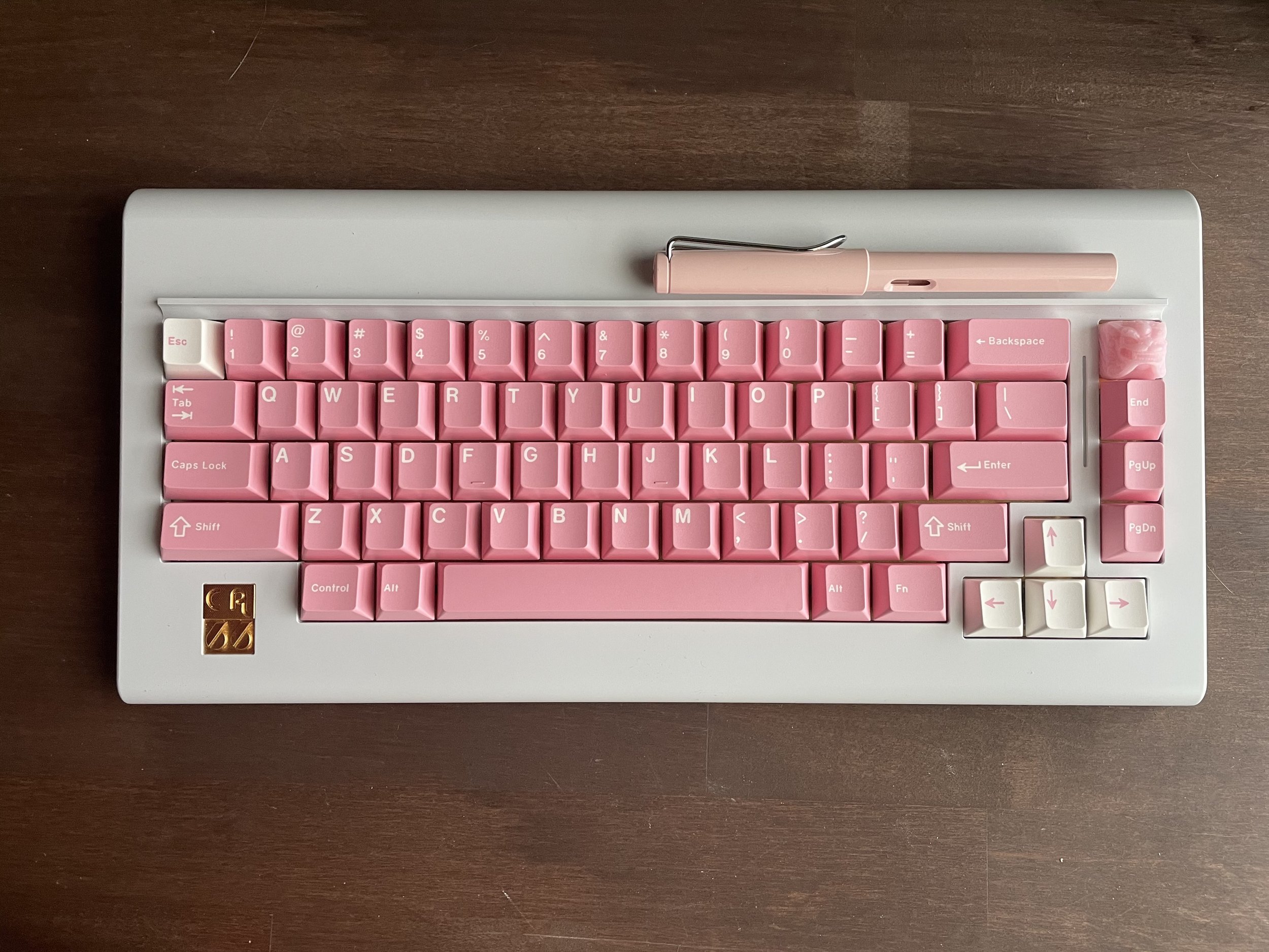  White CA66 with GMK Peach Blossom keycaps 