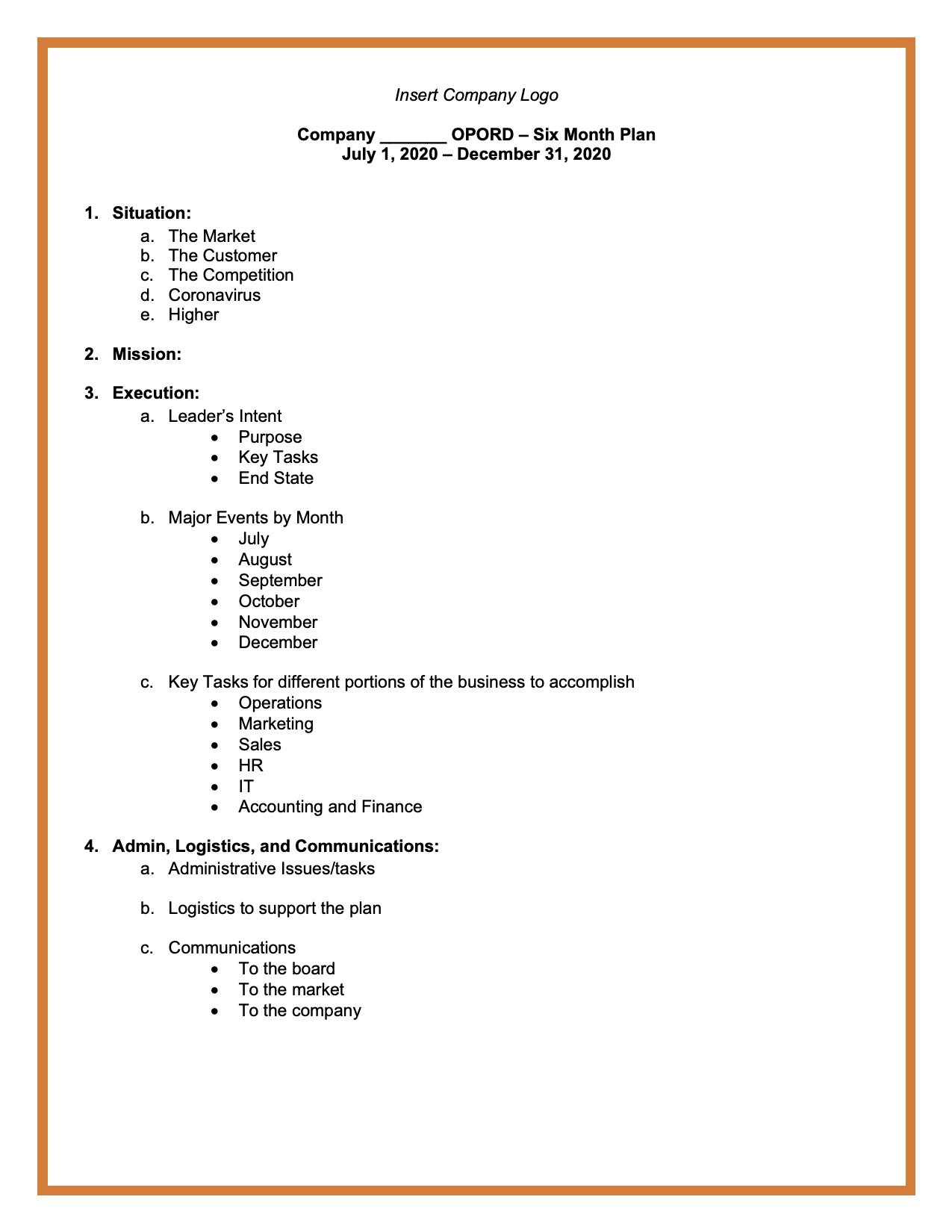 What is the Operations Order or OPORD? — The Fivecoat Consulting Group What is the Operations Order or OPORD? — The Fivecoat Consulting Group
