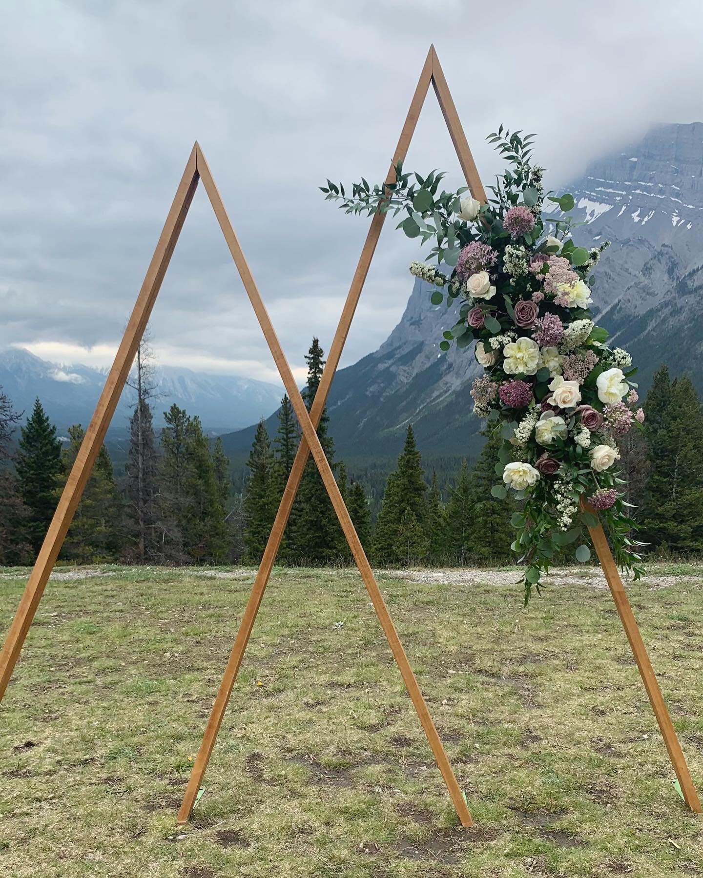 A better view of the double mountain rental arbor @jmwilkinsonrentals 
&bull;
&bull;
#banffflowers #banffflorist #rentalarbor #banffwedding #bride #peony #dustypink #florist #weddingceremony #arborflowers #ceremonyflowers #flowers #weddingflowers #we