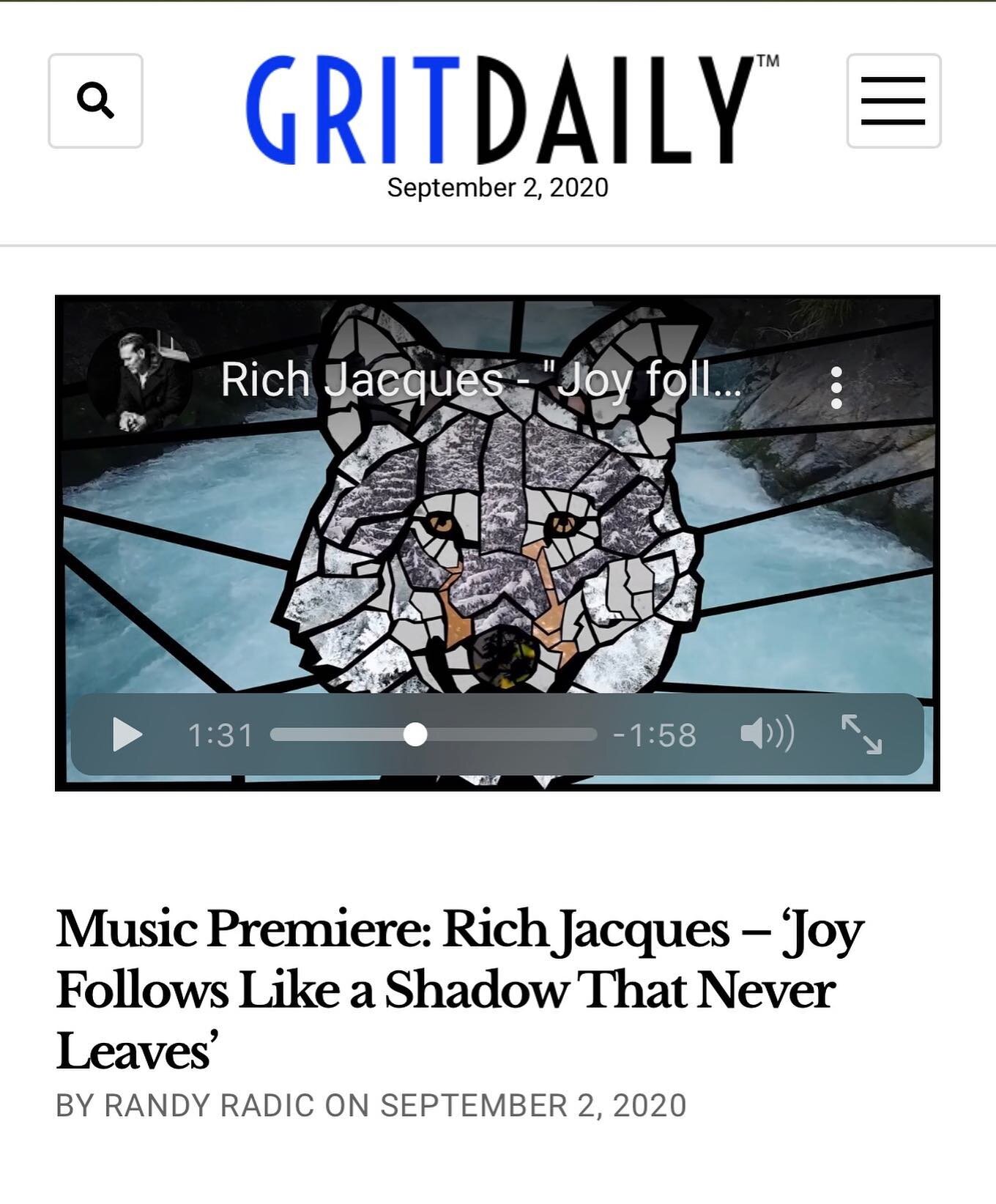 Video premiere for &ldquo;joy follows like a shadow that never leaves&rdquo; from @gritdaily !! Video by the incredibly talented @content_noir co-writer and co-produced with the unstoppable @rob_kleiner 
Link in bio  #newmusic  #indiemusic #indiearti