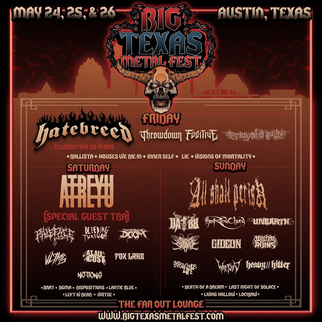 We&rsquo;re back in Austin 5/24 for @bigtexasmetalfest&hellip;

Ticket link in bio.