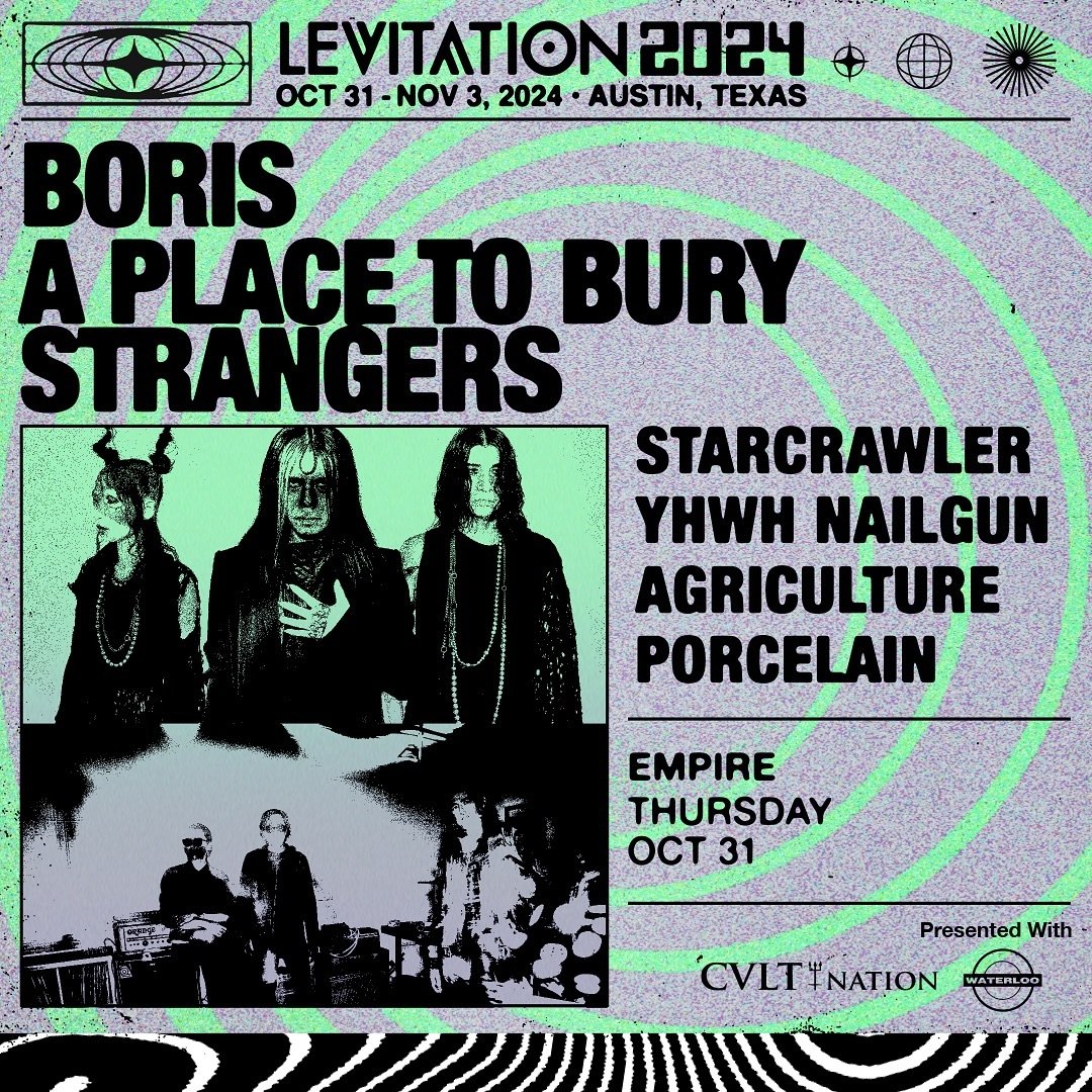 @porcelain_band play @levitation with @borisdronevil, @aptbs, @starcrawler, @yhwhnailgun &amp; @agriculture_music this Halloween in Austin. It is mandatory to buy tickets for a lineup like this&hellip;

Ticket link in bio.