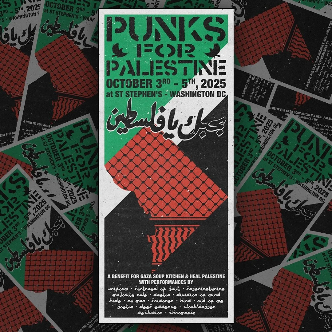 We&rsquo;re at St. Stephen&rsquo;s in Washington DC this weekend benefitting @gazasoupkitchen and @heal.palestine alongside many friends, old and new. We play tomorrow with @uniform_nyc, @nomanband, @hide_band and @prisoner804. There are not many tic