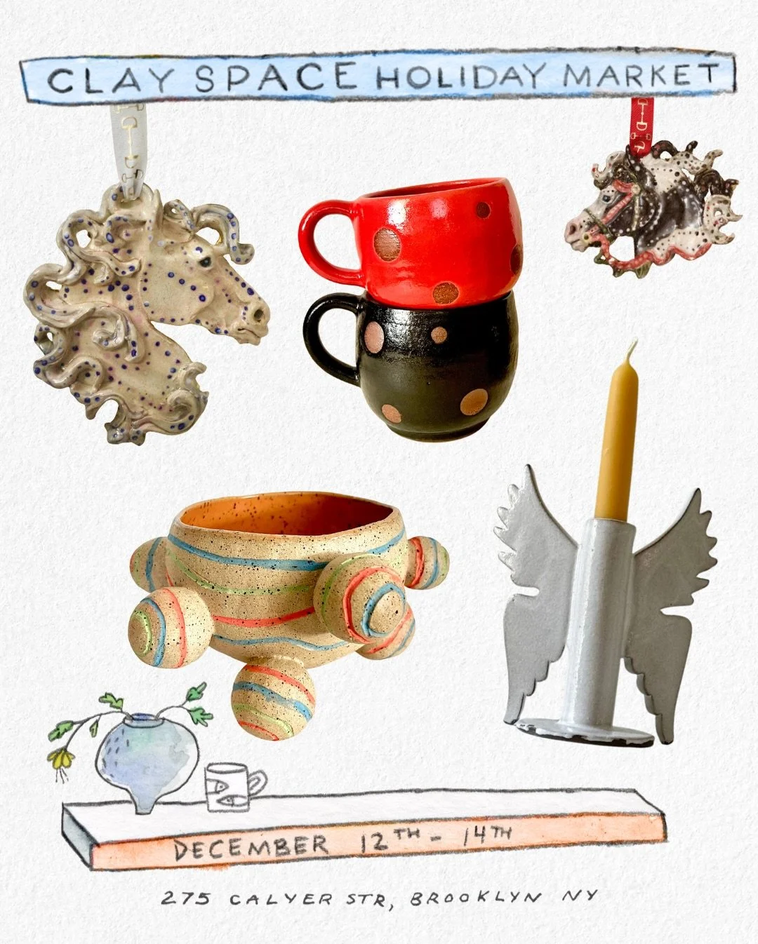 Meet some more of the incredible Clay Space members bringing their work to this year&rsquo;s Holiday Market!
Libby Wann 
Shauna Fahley @Shaunafahley
Hiroko Yokotagawa @hirokoco8
Dena Soukieh @Denadesigns
Rebecca Grant @rebeccagrant
Riley Walzer @rile