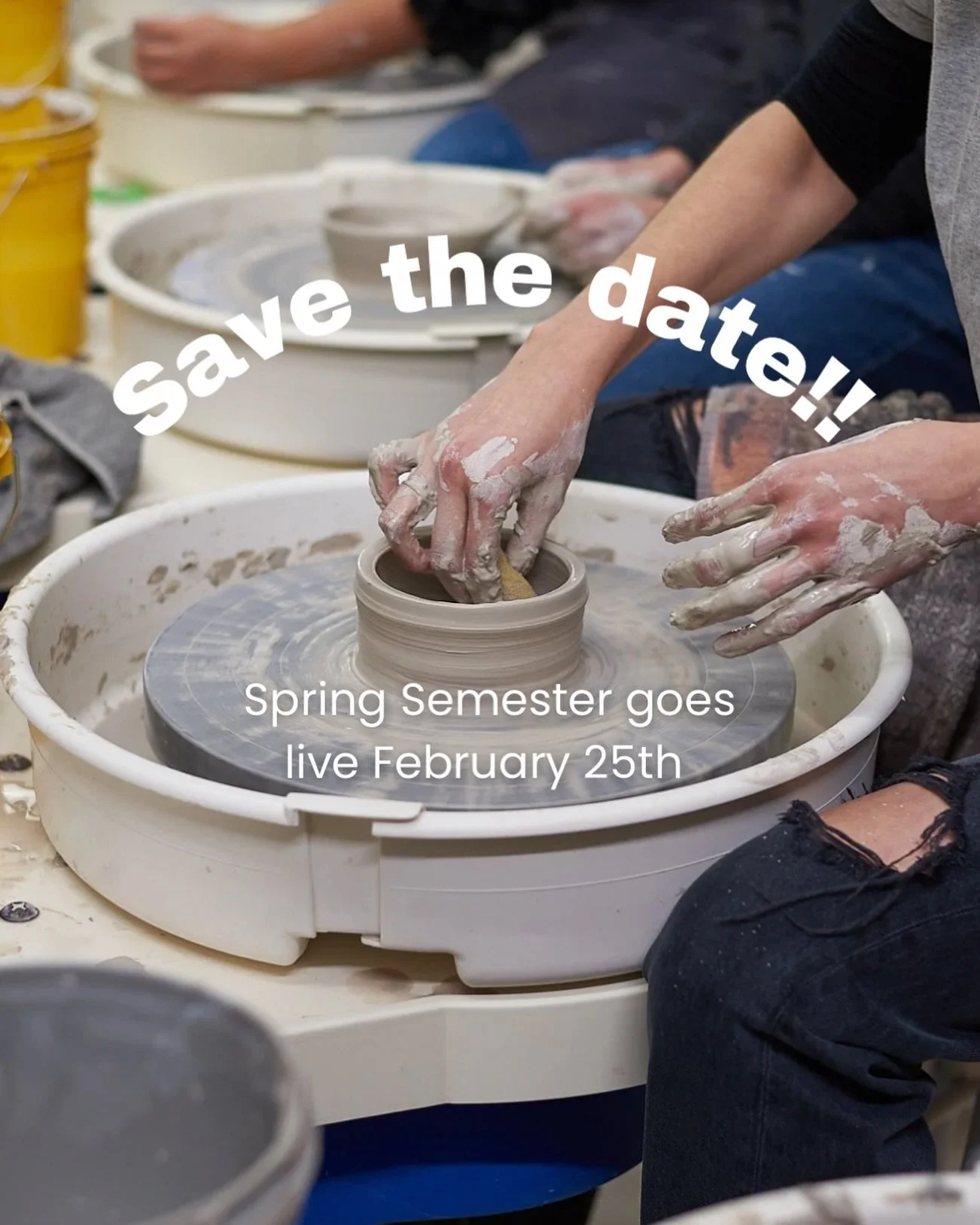 We are ready for spring to be here! Sign up for spring classes on Wednesday, February 25th. Current students and our waitlist get early access starting today (2/18)! 

#clayspacebk #ceramicstudio #potterystudio #wheelclass #potteryclass