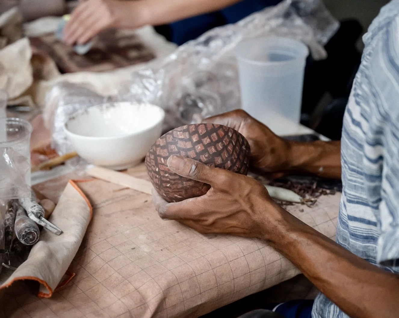 Discover the possibilities of colored clay with a/d (@anndrewgxyz) on July 19 in this one-day Nerikomi &amp; Neriage workshop.

Learn how to layer, slice, and combine stained clay to create intricate patterns for both handbuilt and wheel-thrown forms
