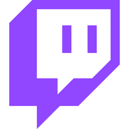 The Twitch logo featuring a purple speech bubble with a white stylized chat box and eyes, on a black background.