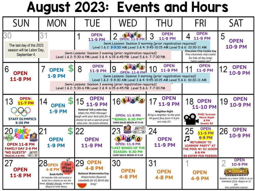 Upcoming events: August 2023