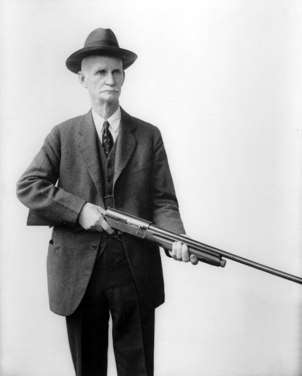 Browning holding the Auto 5 Shotgun