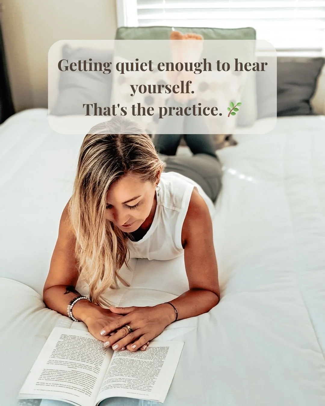 Sunday ritual: a book, some quiet, and the question I keep coming back to this week.🔇

What wants to emerge in you this season?🌱

Not the answer you think you should give.
Not the goal on the vision board.
The real one.

The one that surfaces when 