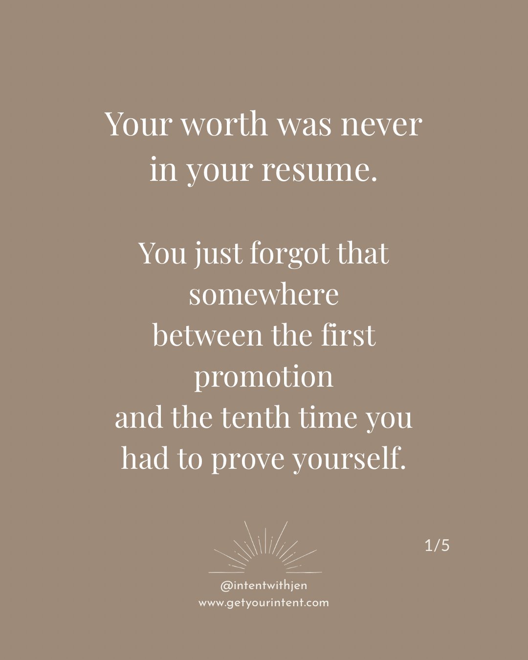 The resume is useful.

It's just not you.

Learning the difference &mdash; that's the work.

Which slide hit? 👇

#IntentWithJen #TheWomanBehindTheResume #Svadhyaya #WomenInLeadership #LeadershipIdentity #ExecutiveRecalibration #SecondHalfAmbition