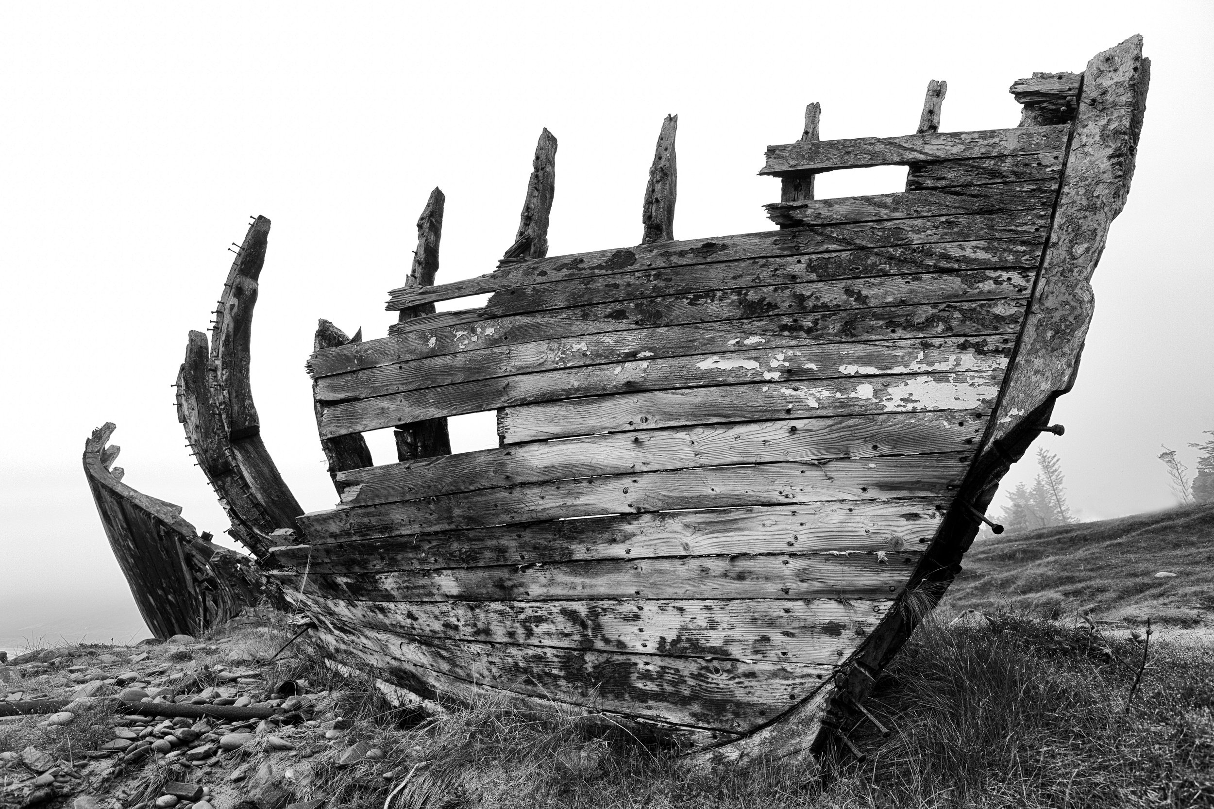Black and White Photo of Shipwreck