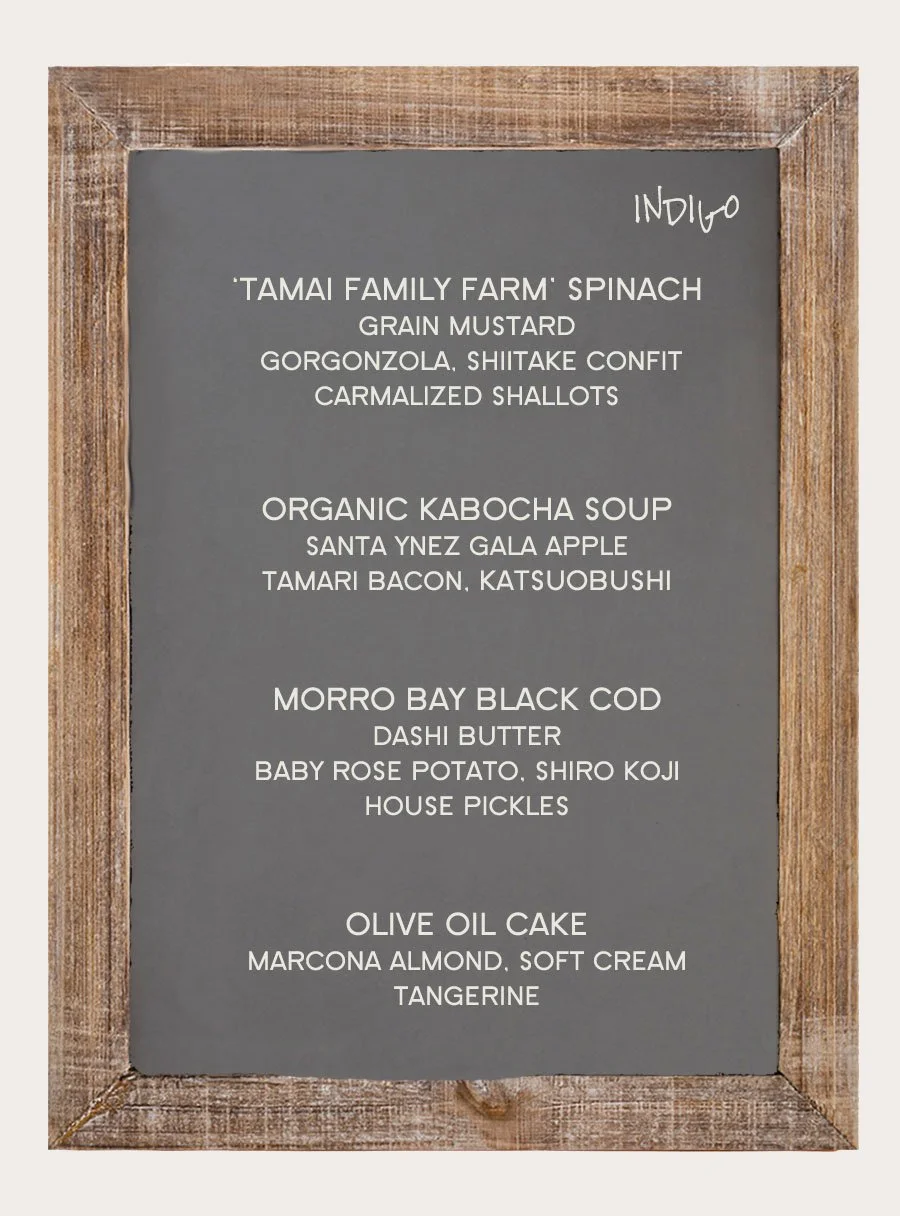 indigo menu