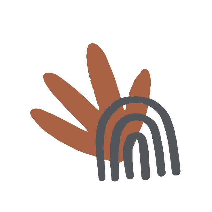 Illustration of a rainbow with a hand