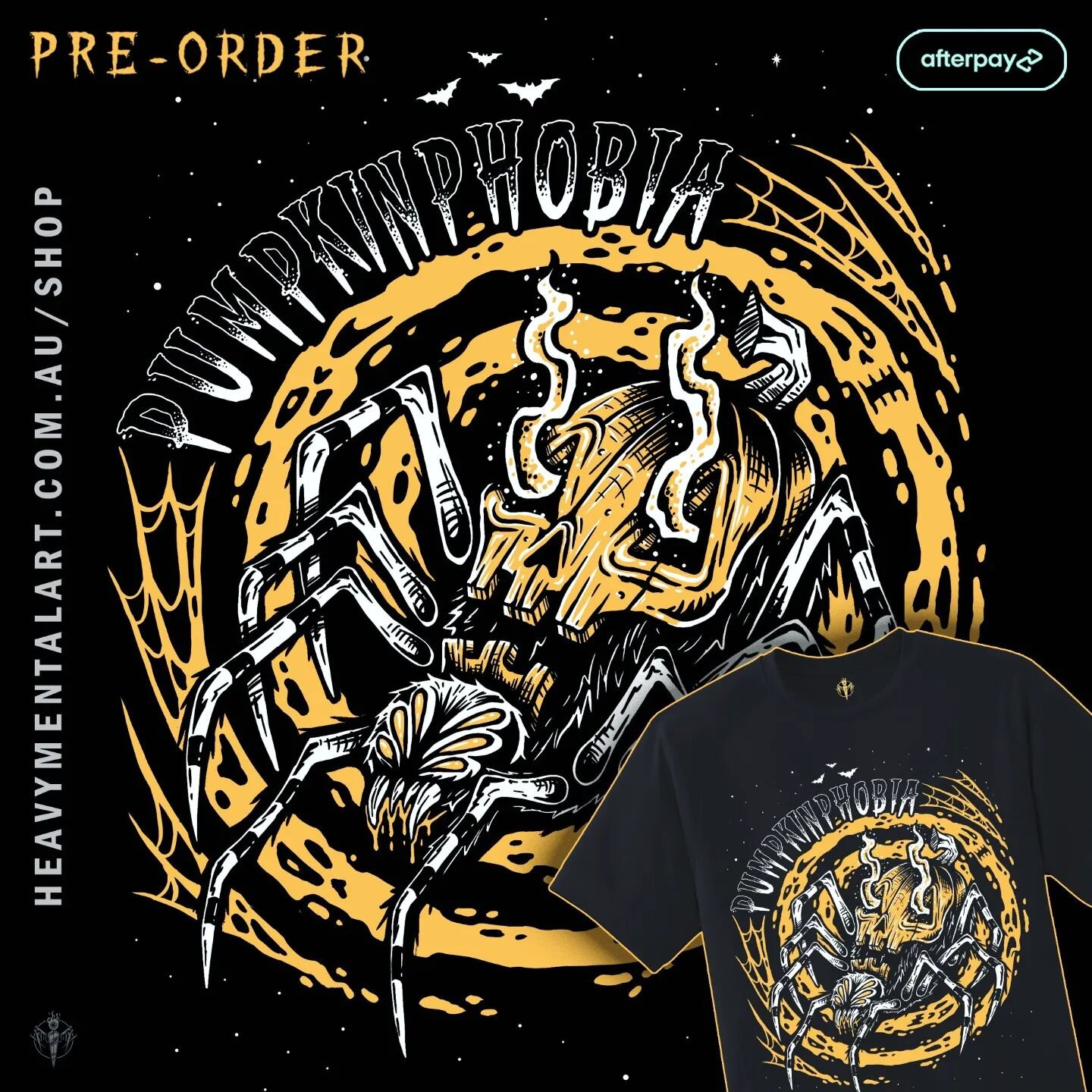 PUMPKINPHOBIA | Halloween Shirt | PRE-ORDER

Halloween/October is one of my favourite months of the year! So why not celebrate the Halloween season with a custom designed pumpkin-spider shirt! One Halloween night, every pumpkin mutated into spider li