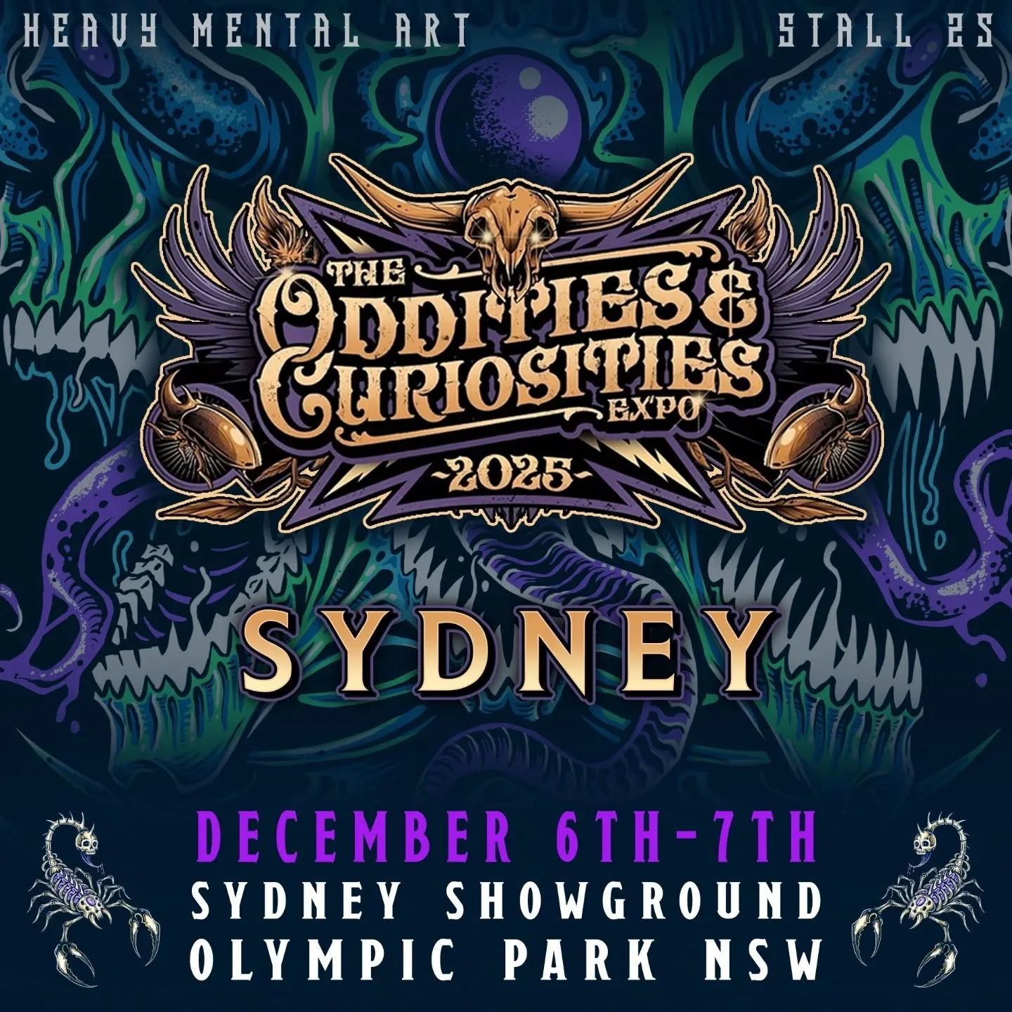 🕯 SYDNEY &ndash; Sat 6 &amp; Sun 7 Dec 2025 🕯

SYDNEY! Final stop of the @odditiesandcuriositiesexpo tour and my last show of the year! 🤘💀 I&rsquo;ll be there with new art, merch, and my exclusive expo shirt design. Swipe to see what I&rsquo;ll h