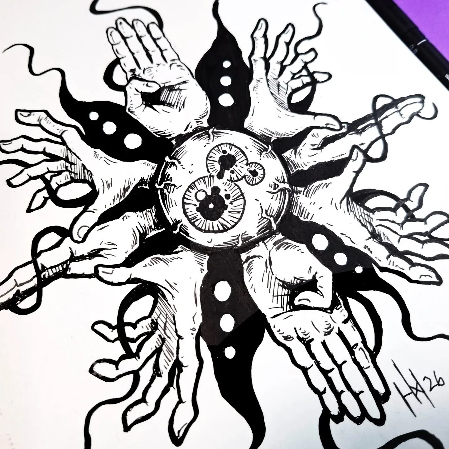 👁 SINGULARITY 👁

Just a man with a hand that had a plan to draw hands... ✋️✍️🤚

#heavymentalart #justart #illustration #hands #art