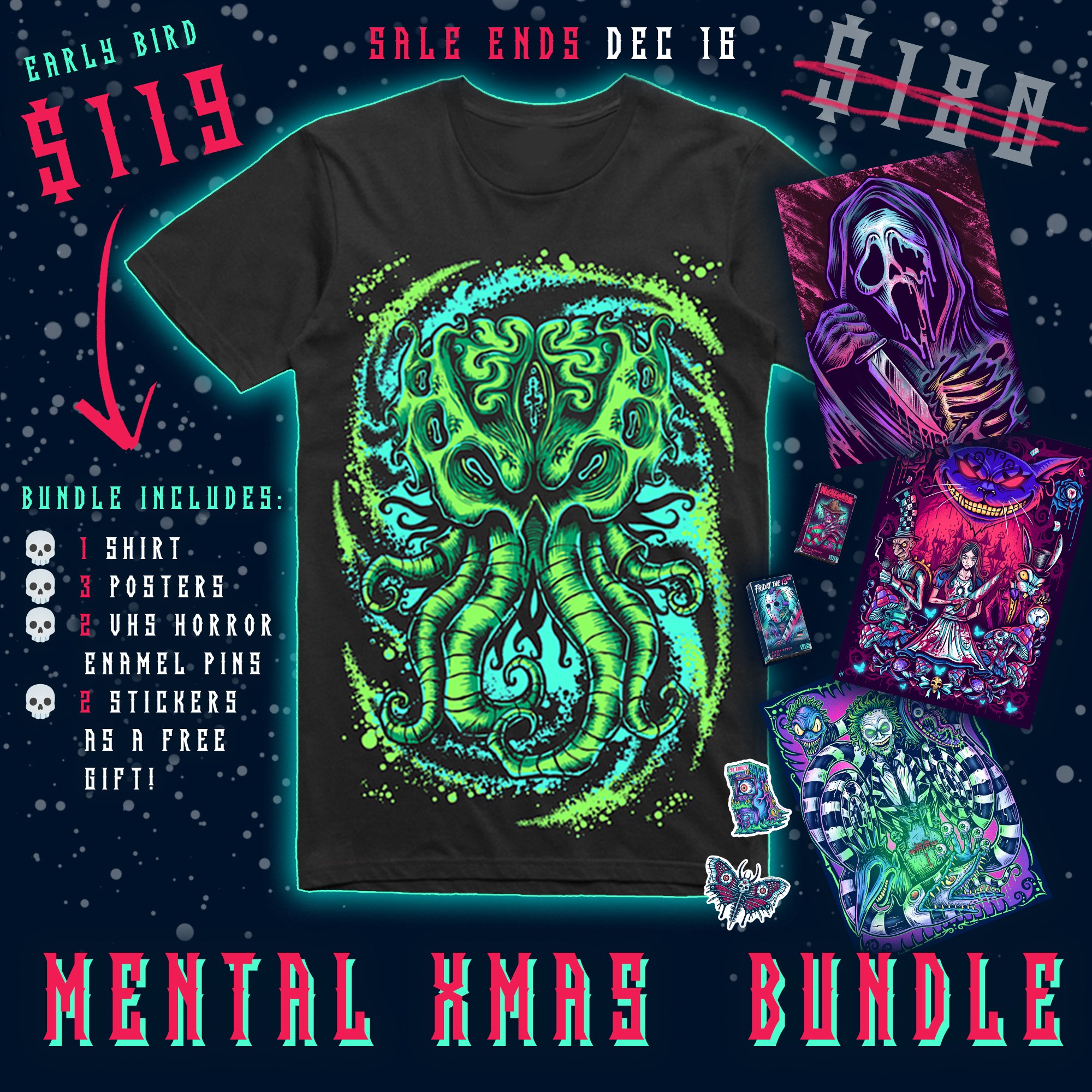 💀 The Mental Xmas Bundle - Skulthulhu Tee 💀