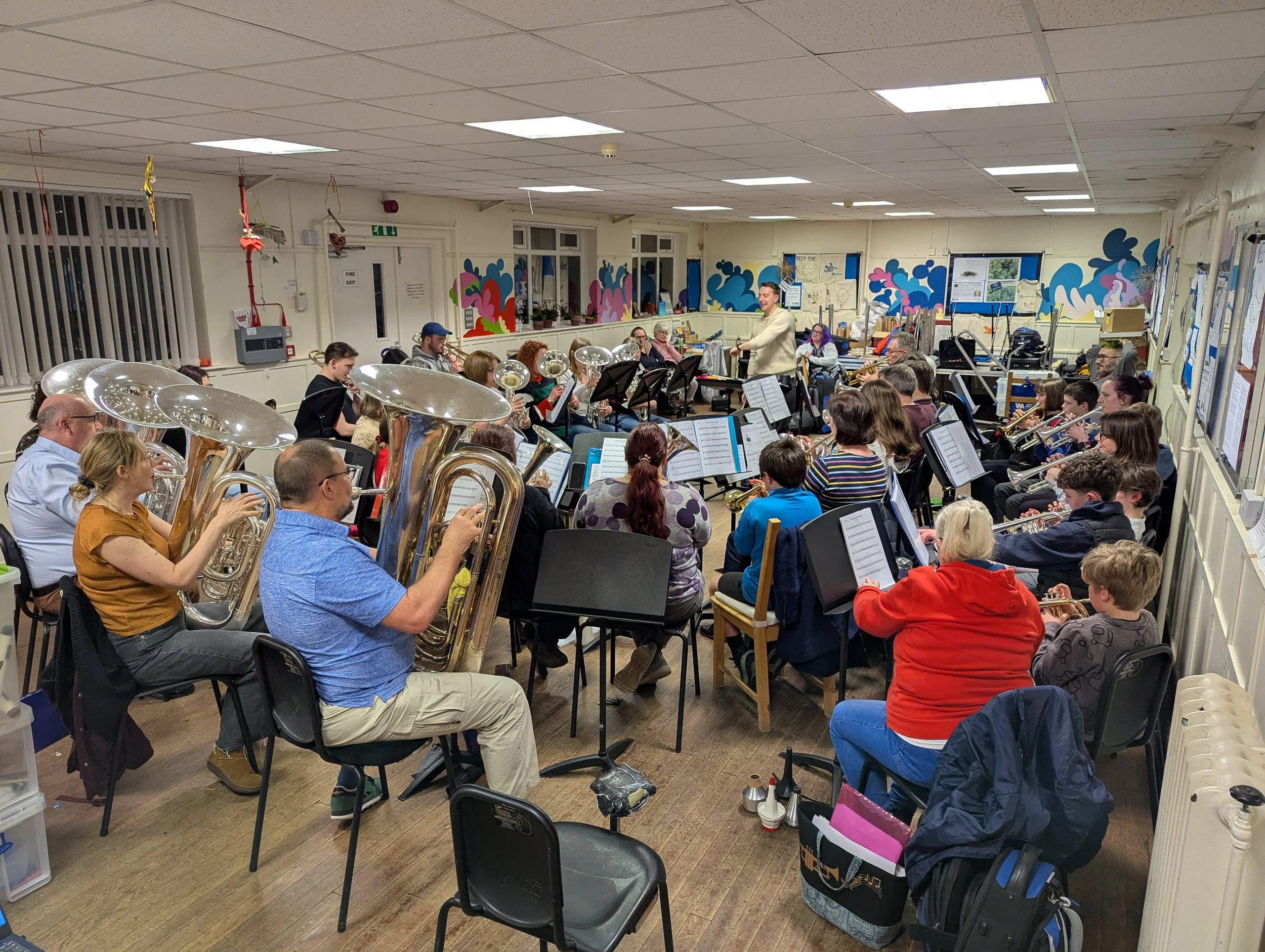 The main band and Brass Roots rehearsing as a large ensemble