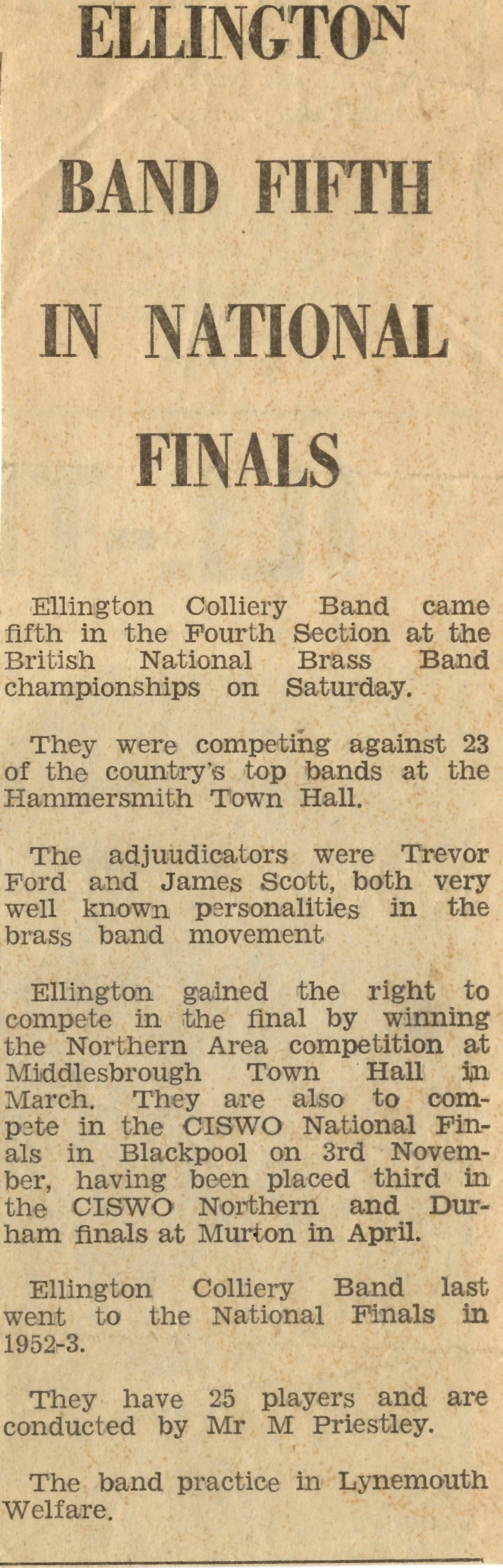 Ellington Band Fifth in National Finals